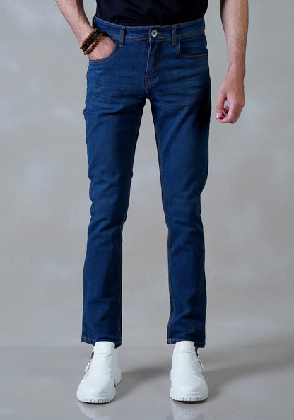 Plain Navy Blue Denim Jeans Pent Unisex Fashion